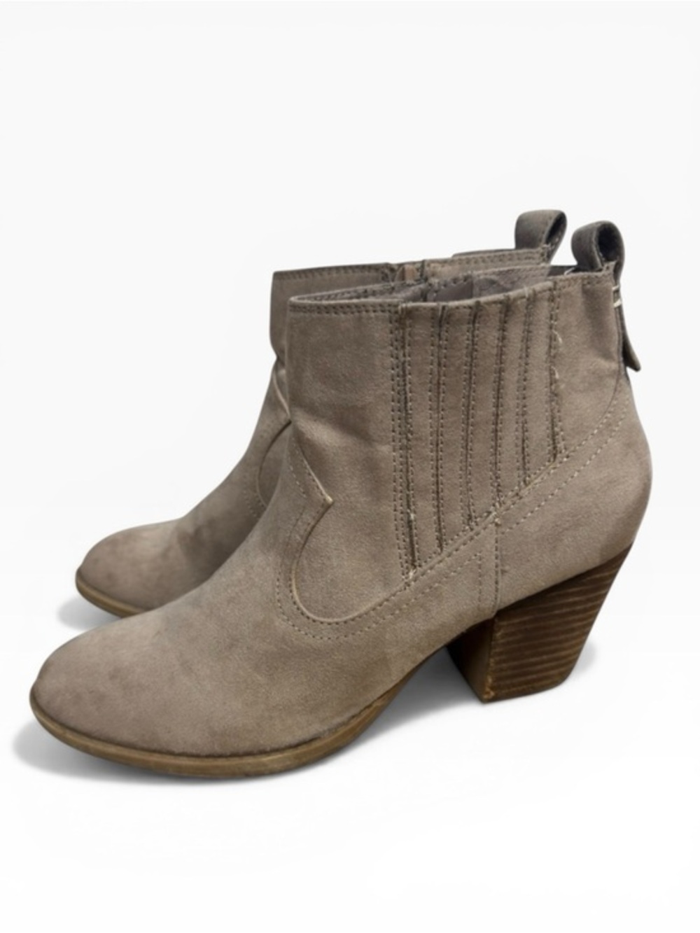 Carlos Santana Daisy Faux Suede Block Heel Booties US 7.5 UK 5.5 Tan Taupe Boot